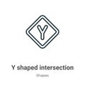Y shaped intersection outline vector icon. Thin line black y shaped intersection icon, flat vector simple element illustration Royalty Free Stock Photo