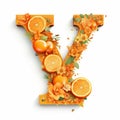 Symbolic Orange Slice Letter Y - Vector Illustration