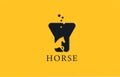 Y yellow black horse alphabet letter logo icon with stallion shape inside. Creative design for business and company Royalty Free Stock Photo