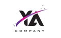 YA Y A Black Letter Logo Design with Purple Magenta Swoosh