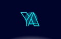 ya y a blue line circle alphabet letter logo icon template vector design