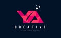 YA Y A Letter Logo with Purple Low Poly Pink Triangles Concept