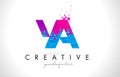 YA Y A Letter Logo with Shattered Broken Blue Pink Texture Design Vector.