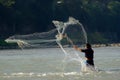 Yaan China-A net fishing man in Qingyi River Royalty Free Stock Photo