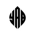 YAB circle letter logo design with circle and ellipse shape. YAB ellipse letters with typographic style. The three initials form a Royalty Free Stock Photo