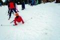 Yablunytsya, Ukraine February 05, 2019 the girl goes skiing