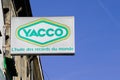 Yacco green silver sign text and logo of oil for car front of station garage