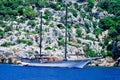 Yacht anchored in Kekova, Turkey