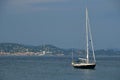 Yacht anchored in St. Tropez harbor Royalty Free Stock Photo