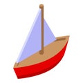 Yacht bath toy icon, isometric style