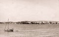 Yacht in the bay at anchor. Royalty Free Stock Photo