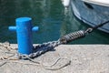 Yacht bitt bollard in harbor in Croatia Royalty Free Stock Photo