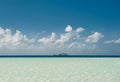 Yacht and blue water ocean.Ocean and perfect sky.Blue sea and clouds on sky. Tropical beach in maldives island Royalty Free Stock Photo