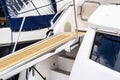 Yacht boarding ladder with rotating platform Royalty Free Stock Photo