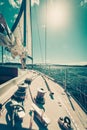 Yacht capstan on sailing boat during cruise Royalty Free Stock Photo