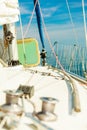 Yacht capstan on sailing boat during cruise Royalty Free Stock Photo