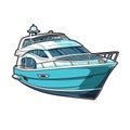 Yacht In Cartoon Style Stiker On White Background On Isolated Transparent Background, Png, Logo. Generative AI