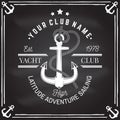 Yacht club badge. Vector. Concept for yachting shirt, print, stamp or tee. Vintage typography design with black sea