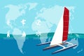 Yacht club banner design with sport trimaran