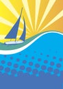 Yacht club banner.Sunny sea background