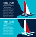 Yacht club flyers design with sport trimaran