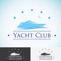 Yacht club, logo design template. sea cruise, tropical island or vacation logotype icon Royalty Free Stock Photo