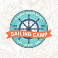 Yacht club patch. Vector. Concept for shirt, print, stamp or tee. Vintage typography design with steering hand wheel