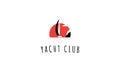 Yacht Club Red Black vector logo image white background Royalty Free Stock Photo