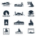 Yacht club and sailing sport logo, labels, emblems and design elements. Sea travel. Vector illustration.