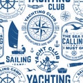 Yacht club seamless pattern or background. Vector. Concept for yachting shirt, print, stamp or tee. Design with sea