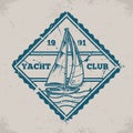 Yacht club vintage emblem monochrome