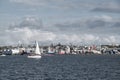 Yacht and coastguard boat in Auckland New Zealand