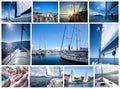 Yacht collage.Sailboat.Yachting concept