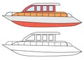 Yacht, coloring page. Vector illustration. Royalty Free Stock Photo