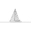 Yacht continuous line drawing. Single line vector ship illustration. Boat