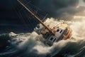 Yacht Crashes In A Storm Generative Ai