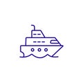 Yacht cruise water ship line icon. Marine luxury cruiser voyage