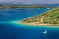 Yacht cruising Kingdom of Tonga, from above