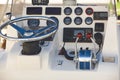 Yacht dashboard. Nautical navigation system. Cockpit instruments