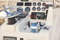 Yacht dashboard. Nautical navigation system. Cockpit instruments