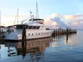 Yacht at dawn at dock Royalty Free Stock Photo