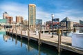 yacht dock along the waterfront in Baltimore\'s Inner Harbor Royalty Free Stock Photo
