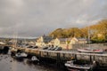 Yacht docking in canal of Douglas, Isle of Man