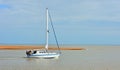 Yacht at the Estuary of the River Deben Felixstowe Ferry Suffolk Royalty Free Stock Photo