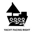 Yacht Facing Right icon vector isolated on white background, log