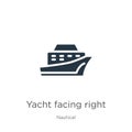 Yacht facing right icon vector. Trendy flat yacht facing right icon from nautical collection isolated on white background. Vector