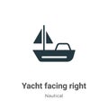 Yacht facing right vector icon on white background. Flat vector yacht facing right icon symbol sign from modern nautical