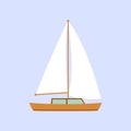 Yacht flat design style on blue background Royalty Free Stock Photo