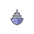 Yacht front filled outline icon