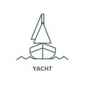 Yacht, front veiw vector line icon, linear concept, outline sign, symbol